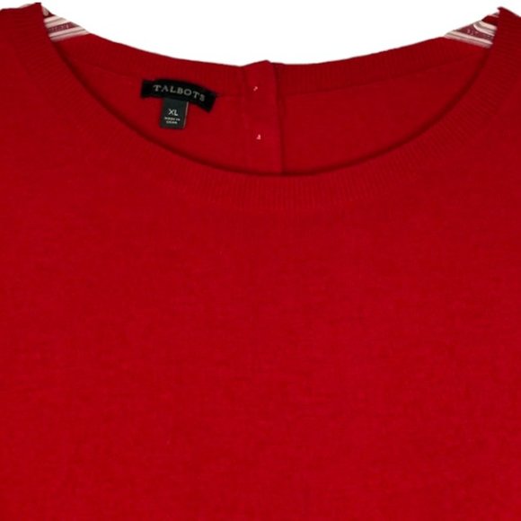 Talbots Lambswool Blend Back Button Sweater Bell Cuff - Red - XL - Picture 3 of 8